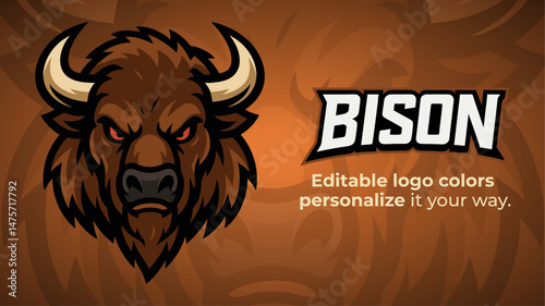 Bison Mascot Logo – Strong Frontal Vector Design for Sports, Esports, and Brand Identity

