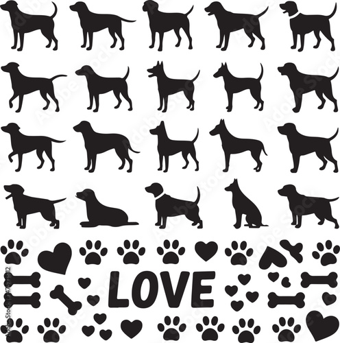 A striking black silhouette of a dog with a long tail sniffing the ground. It captures the simple, 
yet powerful, beauty of canine companionship. 