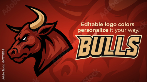 Angry Bull Side View Mascot Logo – Powerful Red Bull Head Vector for Sports and Esports Teams
