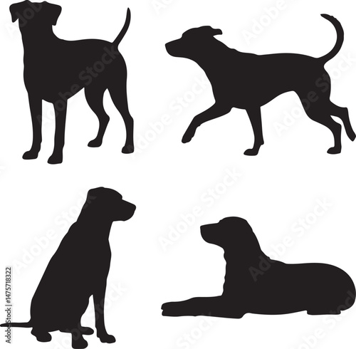 A striking black silhouette of a dog with a long tail sniffing the ground. It captures the simple, 
yet powerful, beauty of canine companionship. 