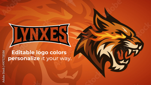 Angry Lynx Head with Fire Effect – Wild Cat Mascot Logo Vector for Esports, Gaming and Branding
