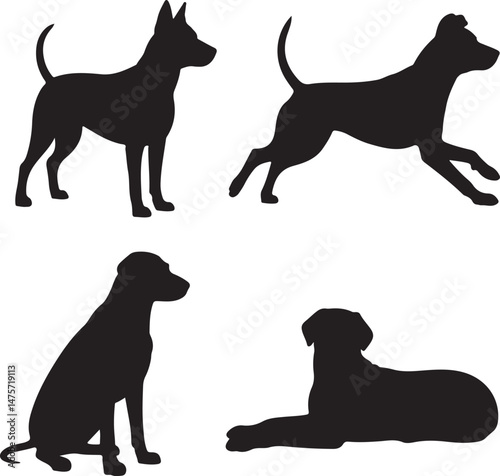 A striking black silhouette of a dog with a long tail sniffing the ground. It captures the simple, 
yet powerful, beauty of canine companionship. 