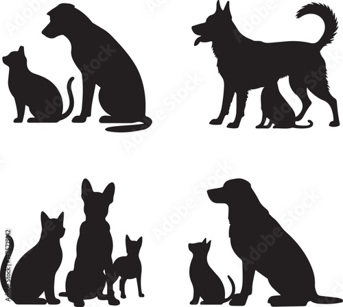 A striking black silhouette of a dog with a long tail sniffing the ground. It captures the simple, 
yet powerful, beauty of canine companionship. 