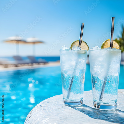 Poolside drinks, summer vacation