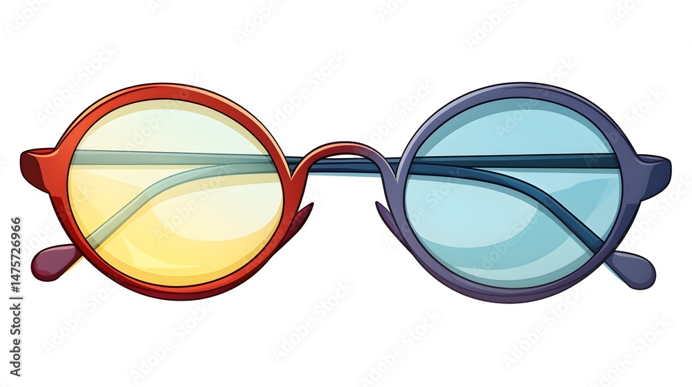 Fototapeta premium Pair of Spectacles Cartoon Vector Illustration Isolated on White Background