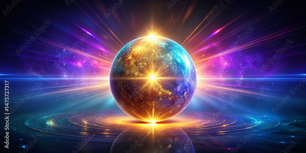 Obraz premium Glowing Abstract Background with Dark Horizontal Band for Text - Stock Photo