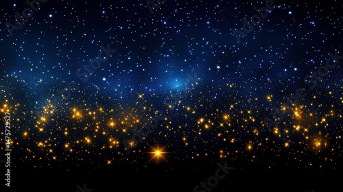 Vast Cosmic Starry Night Sky with Bright Glittering Stars and Deep Space Background Filled with Twinkling Celestial Bodies and Stellar Wonders