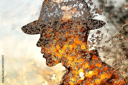 Abstract Portrait: Silhouette Through Water Droplets