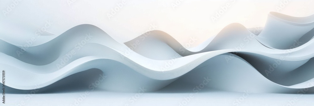 Fototapeta premium Smooth white abstract waves with gentle curves creating a calm, flowing pattern under soft light