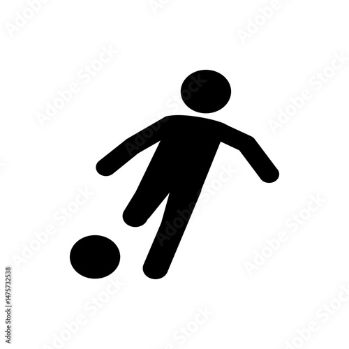 Silhouette of a person kicking a soccer ball with outstretched arms and one leg raised in the air motion