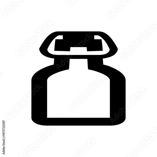 Illustration of a black and white bottle with a swing top closure mechanism in a simple vector style
