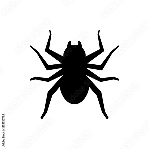 Silhouette of a spider with eight legs and a rounded body against a white background illustration vector