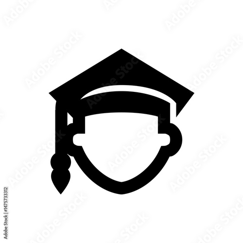 Illustration of a graduate with a mortarboard hat and tassel, showing academic achievement and graduation day celebration