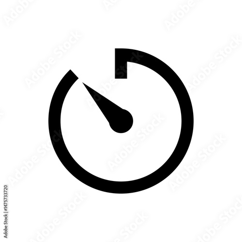 Illustration of a black timer with a circular frame and a short hand pointing to the upper left quadrant