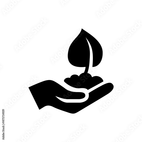 A hand holding soil with a sprout growing out of it symbolizing growth and environmental responsibility quite well