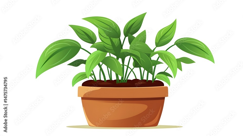 Nature Cartoon Vector Illustration of a Plant in Pot for Home Decor and Gardening Purposes Nature Cartoon Vector Illustration of a Plant in Pot for Home Decor and Gardening Purposes