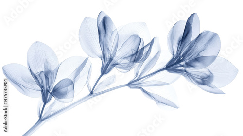 Blooming Flowers X-Ray Effect on Transparent Background