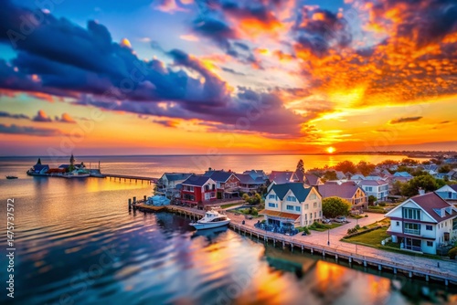 Lavallette Sunset: Dramatic Sky over New Jersey Bay - Tilt-Shift Photography