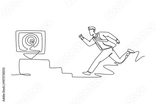 Business startup concept. Single line draw design. Vector graphic illustration