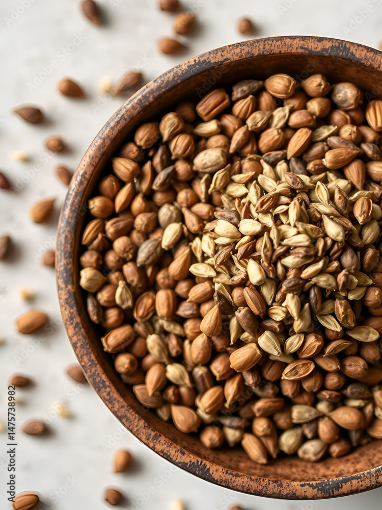 Fototapeta premium Carom seeds top view, healthy spice