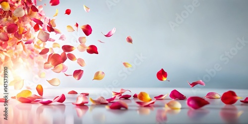Long Exposure Rose Petals with Blank Banner for Text Overlay - Romantic Stock Photo