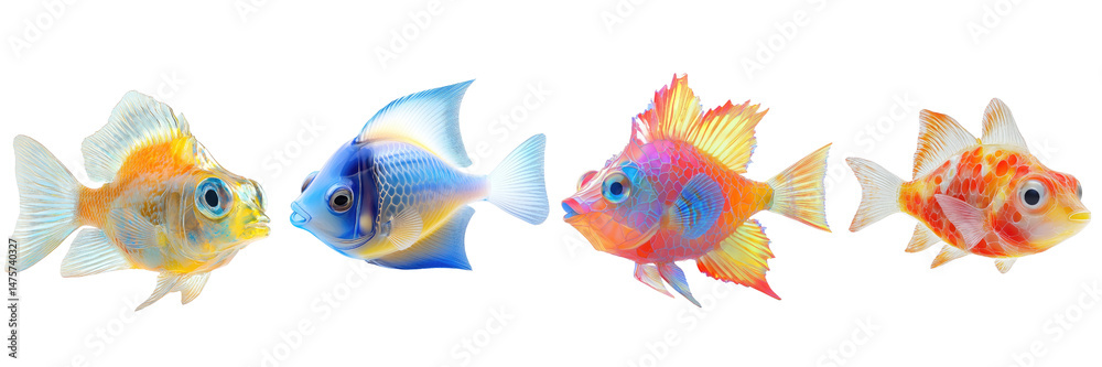 Fototapeta premium Cute Transparent Triggerfish 3D Rendering