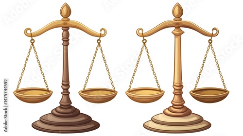 Legal Concept Scales of Justice Cartoon Vector Illustration Isolated for Legal Blogs