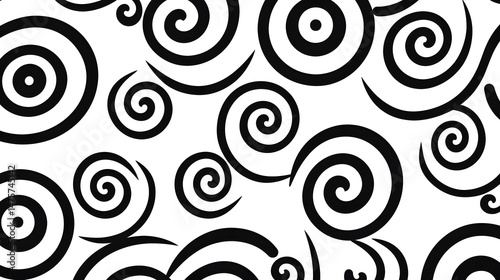 Elegant Seamless Vector Pattern with Circles and Swirling Design Elements
