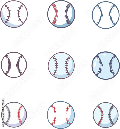 set of vector icons baseball