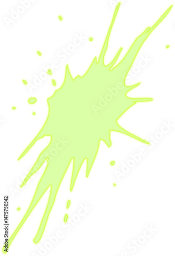 Fluorescent splatter with sharp, outward spikes suggesting an explosive discharge of toxic ink.