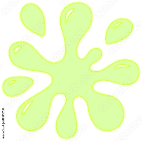 Fluorescent drop of toxic liquid forming a neat circular shape with slight radial distortions.