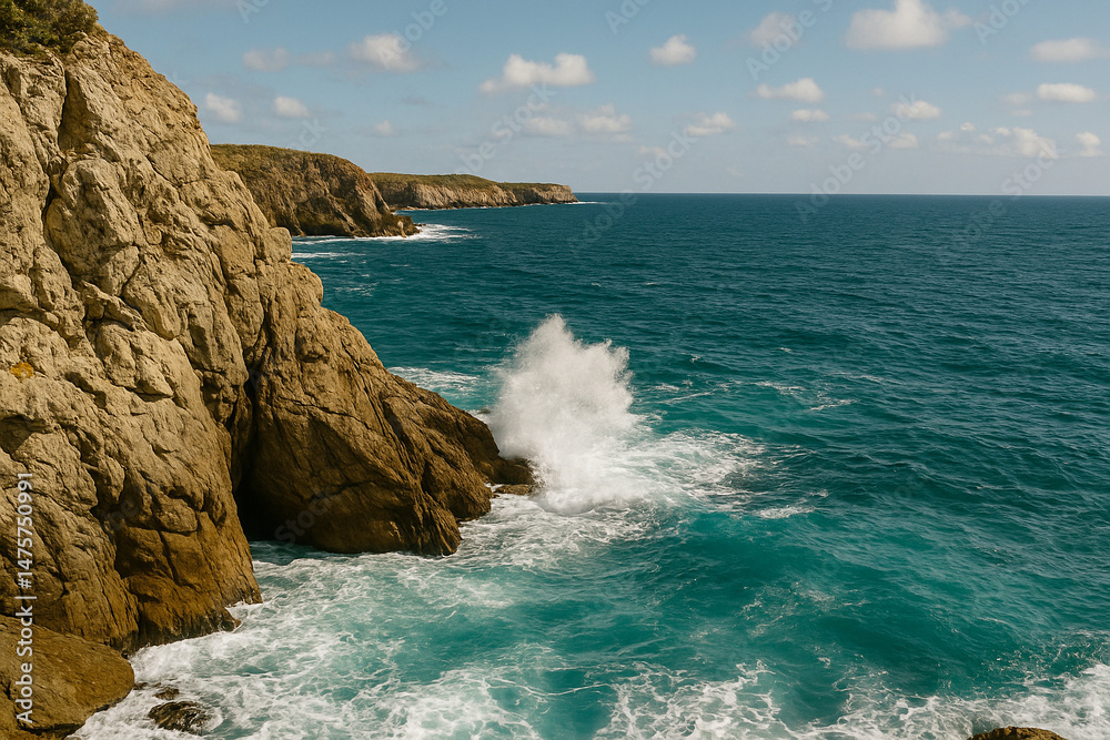 Coast Cliff Sea Waves Splash Coast Cliff Sea Waves Splash