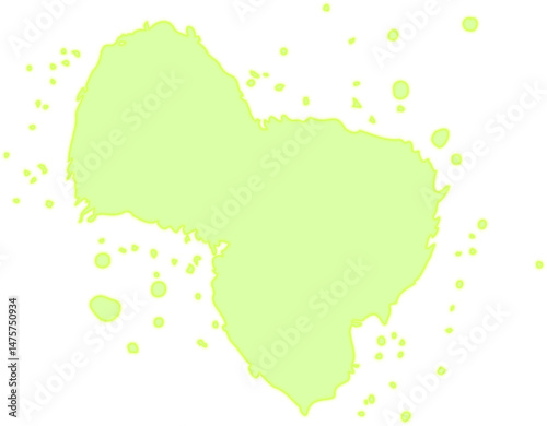 Paired fluorescent drops forming a toxic splatter with dual drip trails extending from a central point.