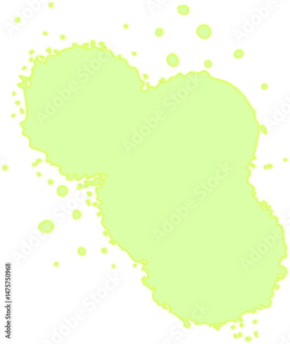 Two connected fluorescent toxic heart shapes forming a symmetrical splatter with mirrored curves.