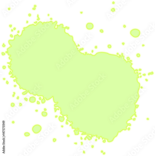Elongated fluorescent heart shape formed by dripping toxic slime and fluid flow marks.
