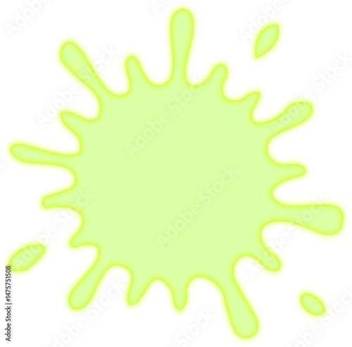 Star-shaped splash with radial ink arms and central stain area.