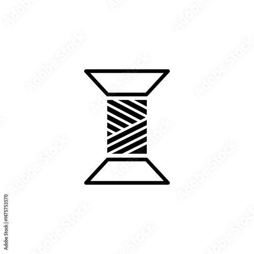 Black and white spool of thread symbolizing sewing and crafts