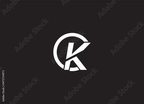 CK KC Abstract initial monogram letter alphabet logo design