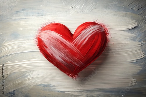 Minimalist Valentine's Day Red Heart Brush Stroke Landscape