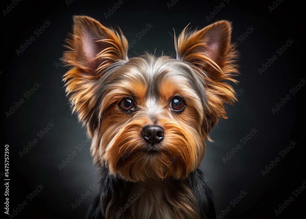 Minimalist Yorkshire Terrier Portrait: Expressive Eyes, Vibrant Fur Minimalist Yorkshire Terrier Portrait: Expressive Eyes, Vibrant Fur