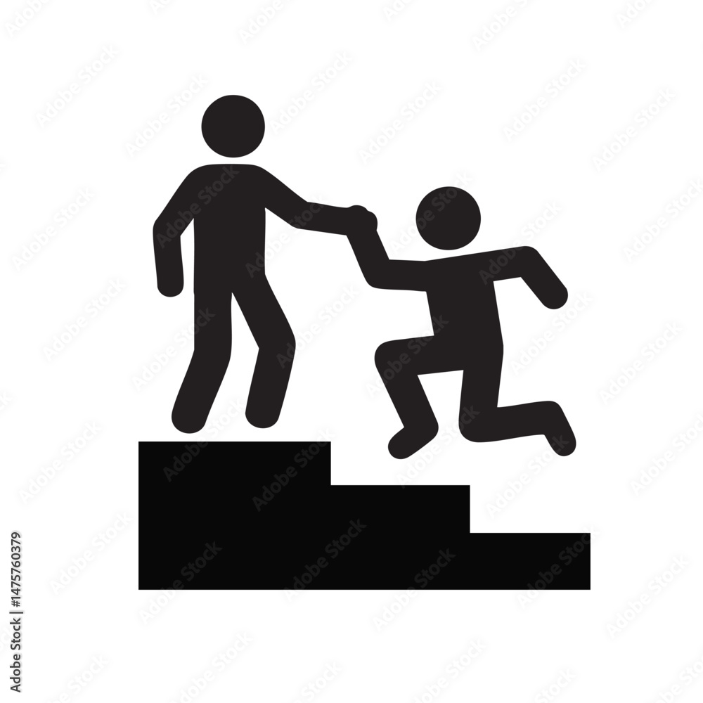 Helping hand icon, support and assistance symbol, teamwork cooperation vector, people helping each other, partnership success concept Helping hand icon, support and assistance symbol, teamwork cooperation vector, people helping each other, partnership success concept