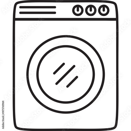 Modern Flat Style Illustration of a Washing Machine