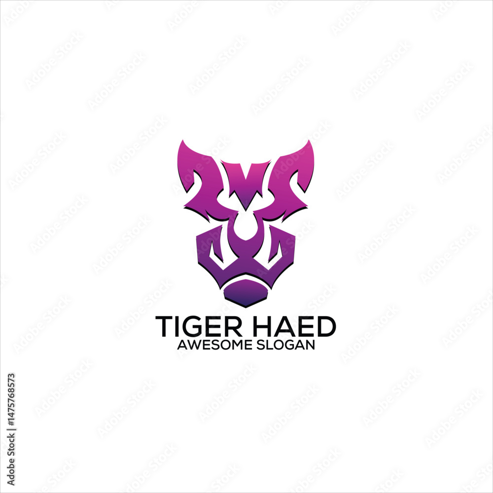 Obraz premium tiger emblem logo design gradient color