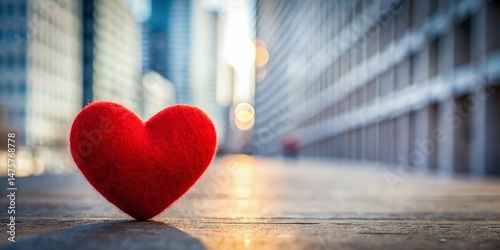 Red Felt Heart Valentine's Day Decoration Architectural Photography