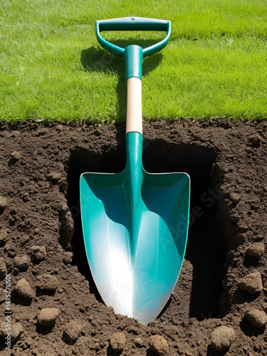 Shovel in the ground.