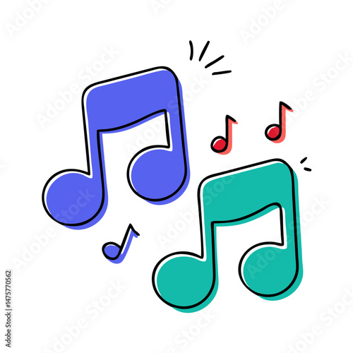 Colorful Musical Notes Icon with Vibrant Elements. Transparent child icon for a mobile game or app