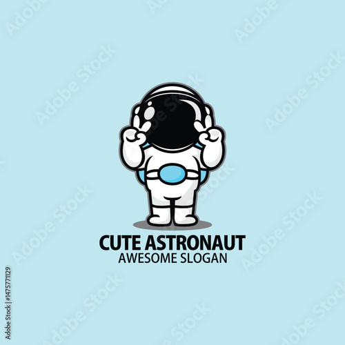 astronaut mascot logo cute design illustration