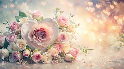 Romantic Valentine's Day Double Exposure Collage: Hearts, Flowers & Love