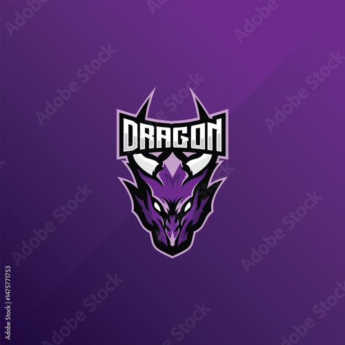 dragon head mascot esport logo for game team illustration
