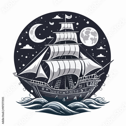 Pirate Ship on the sea vector